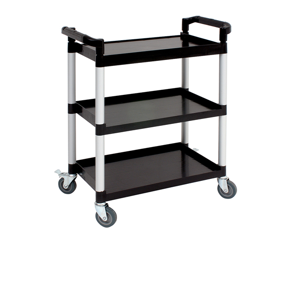 [BC-NTROLPL] Genware Large 3 Tier PP Trolley Black Shelves