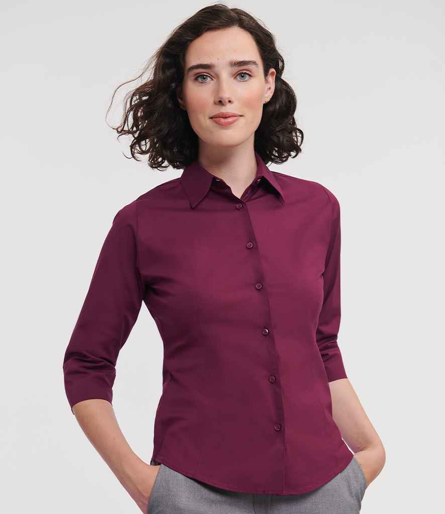 [946F] Russell Collection Ladies 3/4 Sleeve Easy Care Fitted Shirt