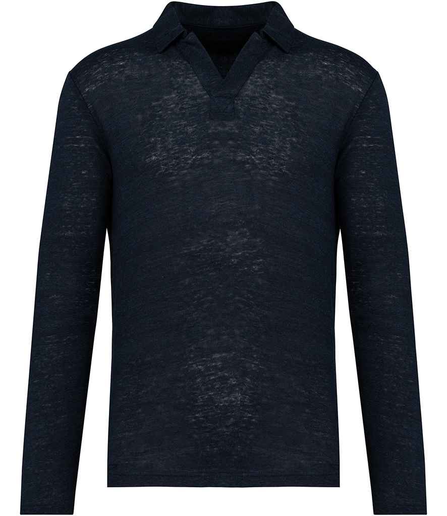 Spasso Long Sleeve Linen Polo Shirt