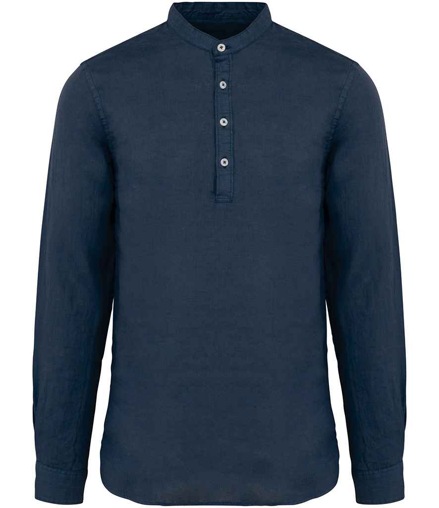 [SP507] Spasso Washed Mao Collar Shirt