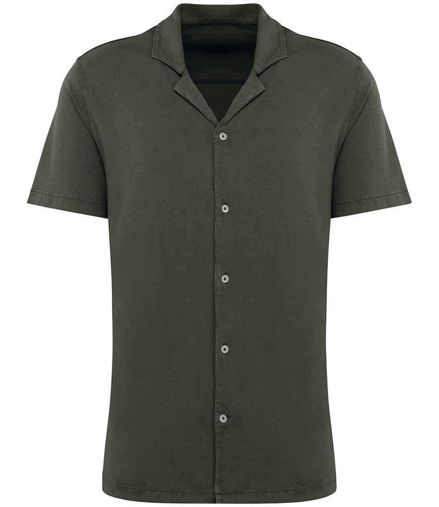 Spasso Jersey Short Sleeve Bowling Collar Shirt