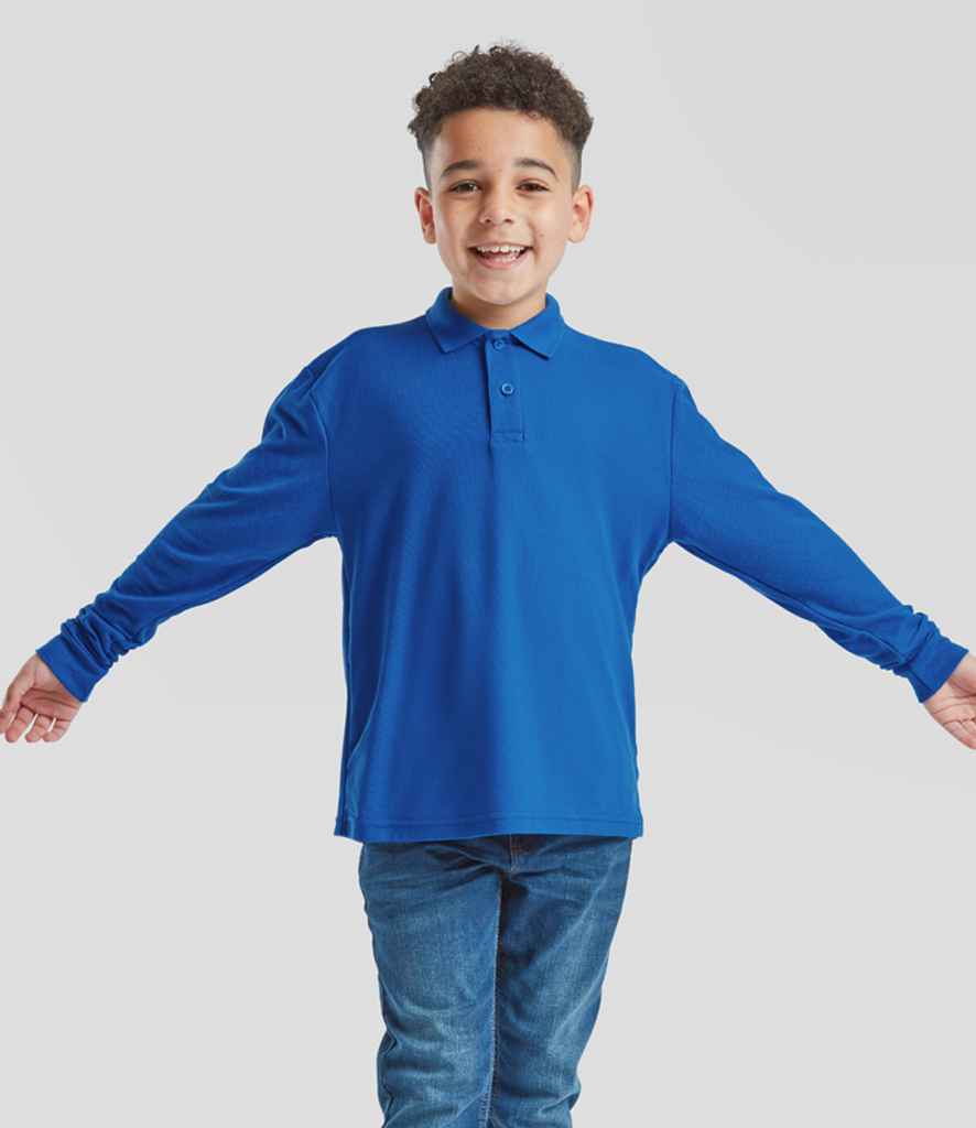 Fruit of the Loom Kids Long Sleeve Poly/Cotton Piqué Polo Shirt