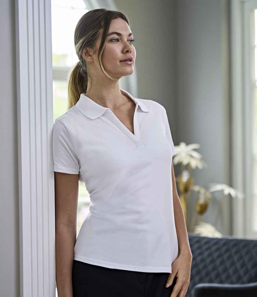 Tee Jays Ladies Luxury Stretch V Neck Polo Shirt