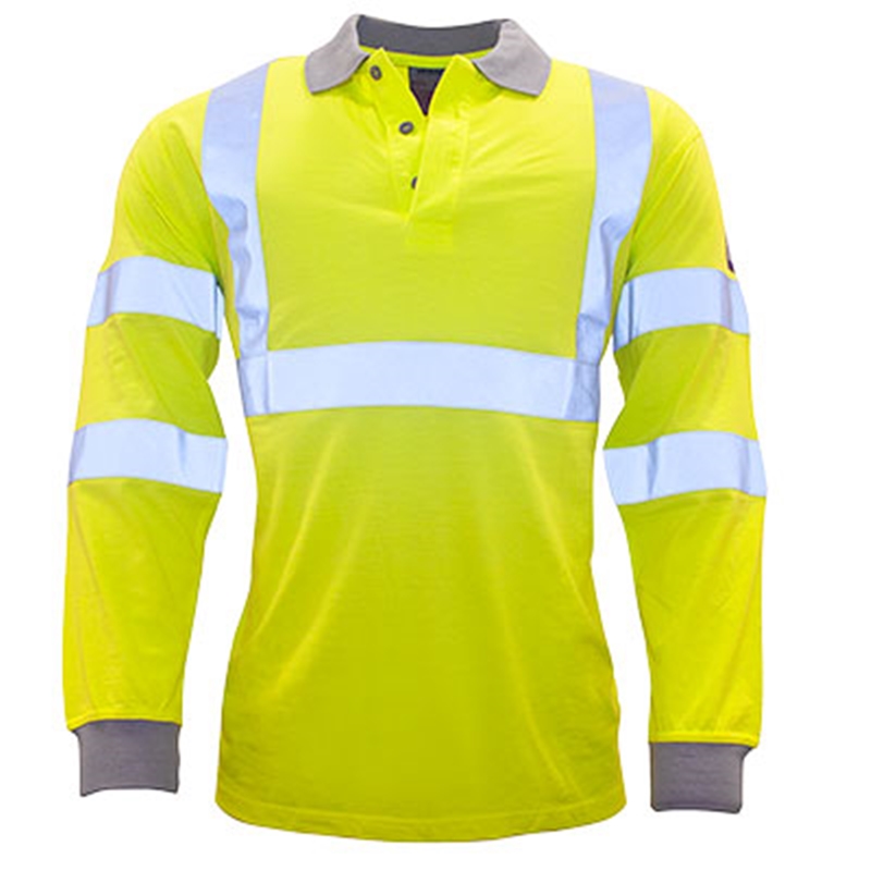 Portwest Flame-Resistant Anti-Static Hi-Vis Long sleeve Polo shirt (S)