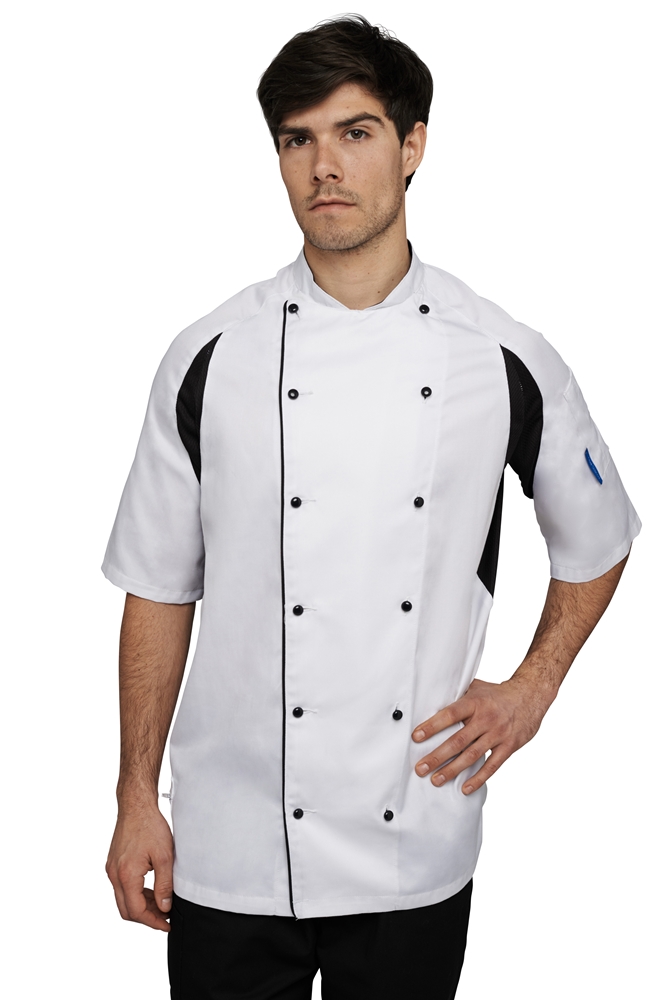Dennys Hardwearing white chefs jacket - graphite panels (DE11GH)