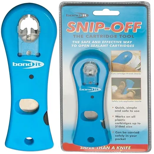 SNIP-OFF safe mastic cartridge & nozzle cutting tool
