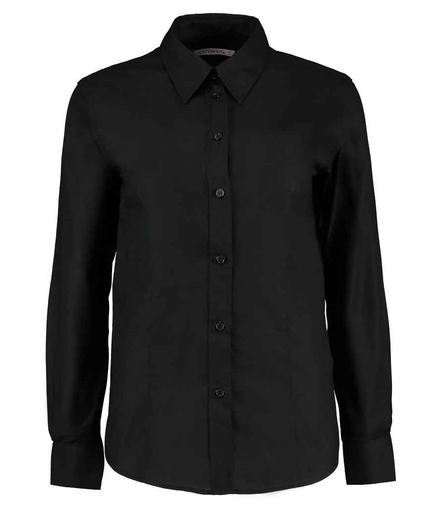 Kustom Kit Ladies Long Sleeve Tailored Workwear Oxford Shirt (Black, 6)