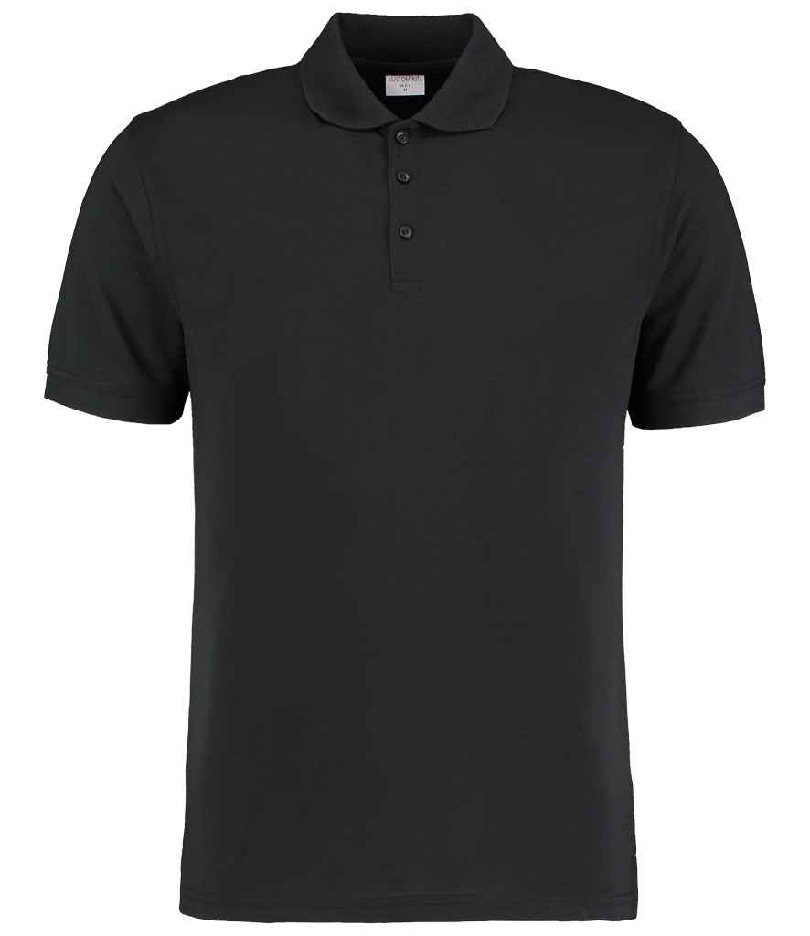 [K413 BLK XXS] Kustom Kit Klassic Slim Fit Poly/Cotton Piqué Polo Shirt (XXS, Black)
