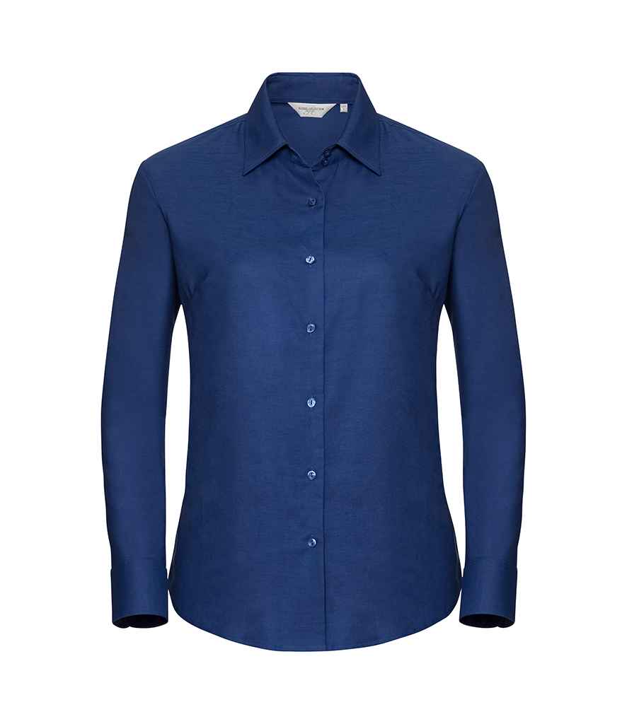 [932F BRO XS] Russell Collection Ladies Long Sleeve Easy Care Oxford Shirt (XS, Bright Royal)
