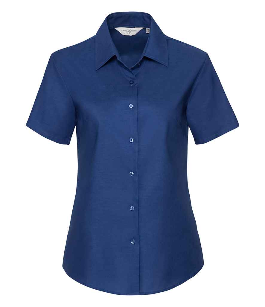 [933F BRO XS] Russell Collection Ladies Short Sleeve Easy Care Oxford Shirt (XS, Bright Royal)
