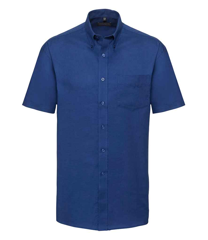 [933M BRO 14.5] Russell Collection Short Sleeve Easy Care Oxford Shirt (14.5, Bright Royal)