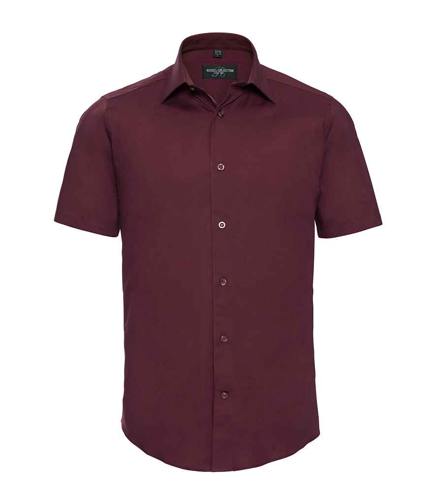 [947M PRT S] Russell Collection Short Sleeve Easy Care Fitted Shirt (S, Port)