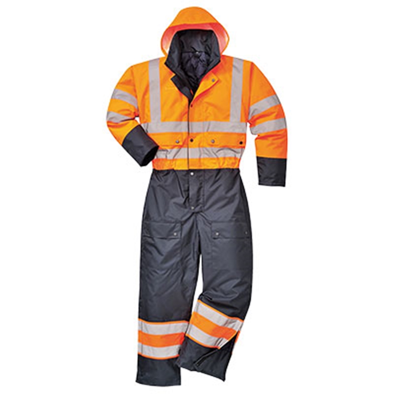 Portwest Hi-Vis Contrast Coverall - Lined (Orange/Navy, S)