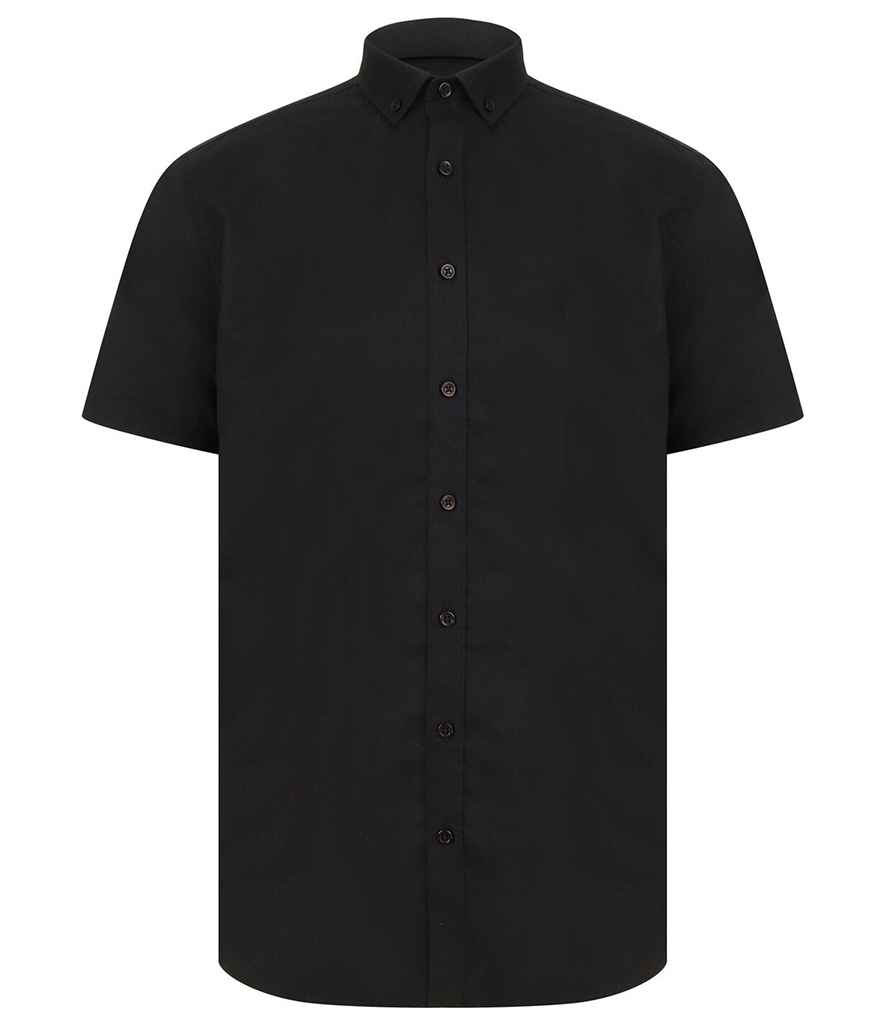 [H517R BLK XS/R] Henbury Modern Short Sleeve Regular Fit Oxford Shirt (XS/R, Black)