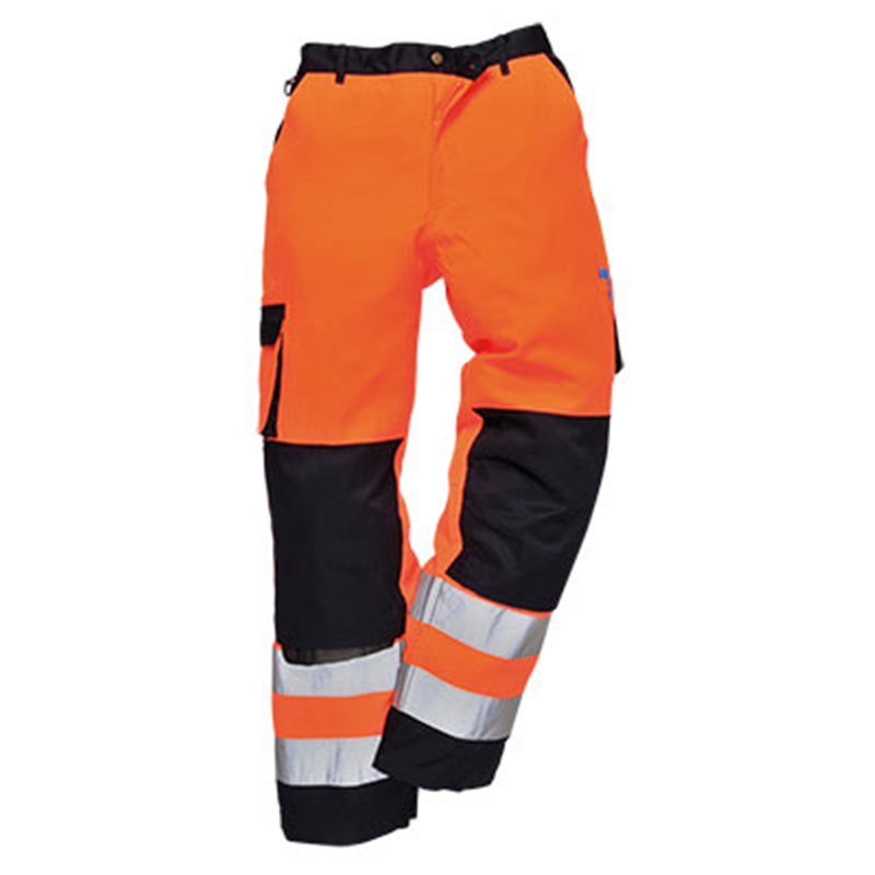Portwest Texo Hi-Vis Trousers (Orange/Navy, S)