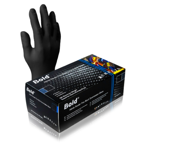 BOLD MAX Black Nitrile P/Free Textured Gloves (100 pack)