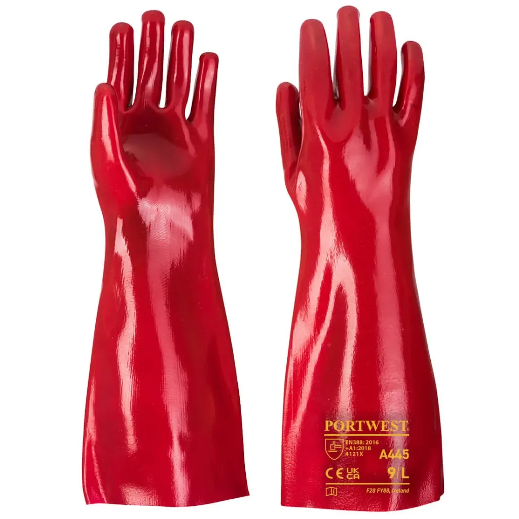 [W-GPVCR4510] Red PVC Gauntlet 45cm (Size 10)