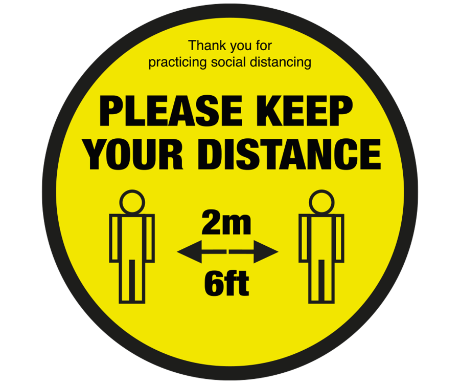 Please keep your distance text & symbol floor graphic
