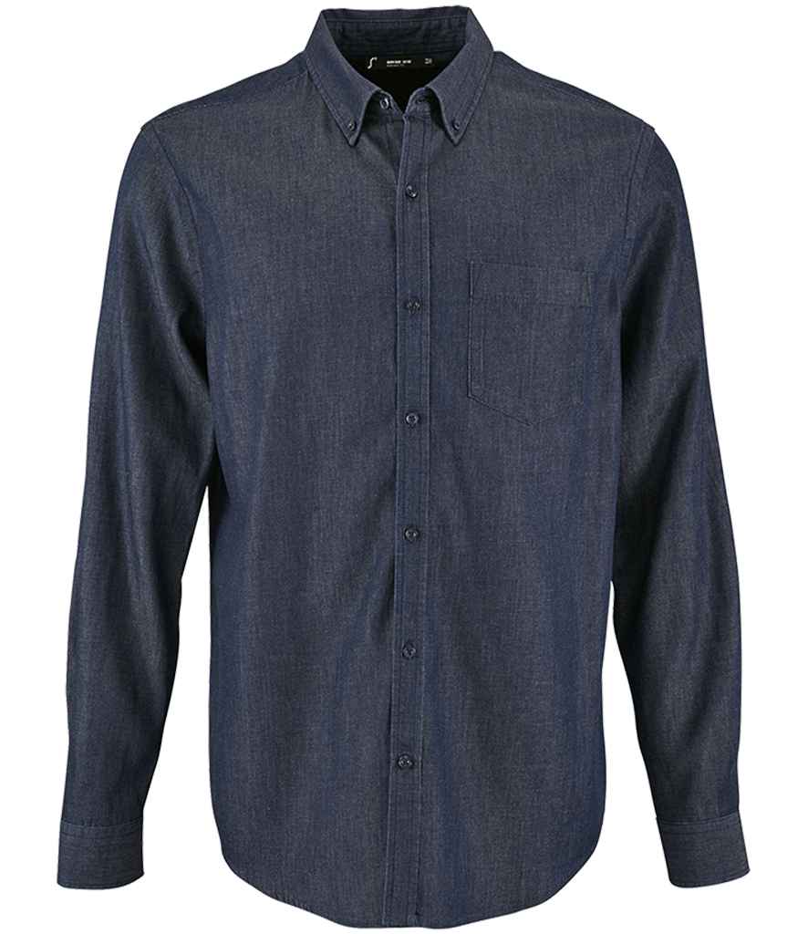 [02100 DNB S] SOL'S Barry Long Sleeve Denim Shirt (S)