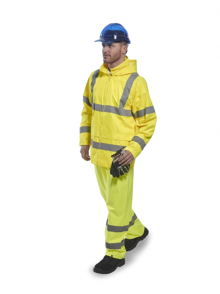 [W-WSHVYL] Hi-vis Waterproof Suit (Jacket and Trousers) (L)