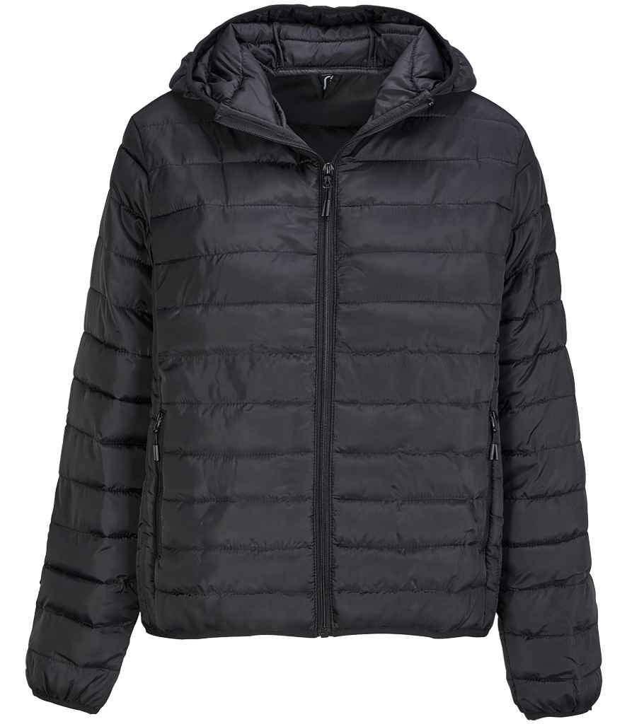 [04445 BLK S] SOL'S Ladies Stream Hooded Jacket (S, Black)