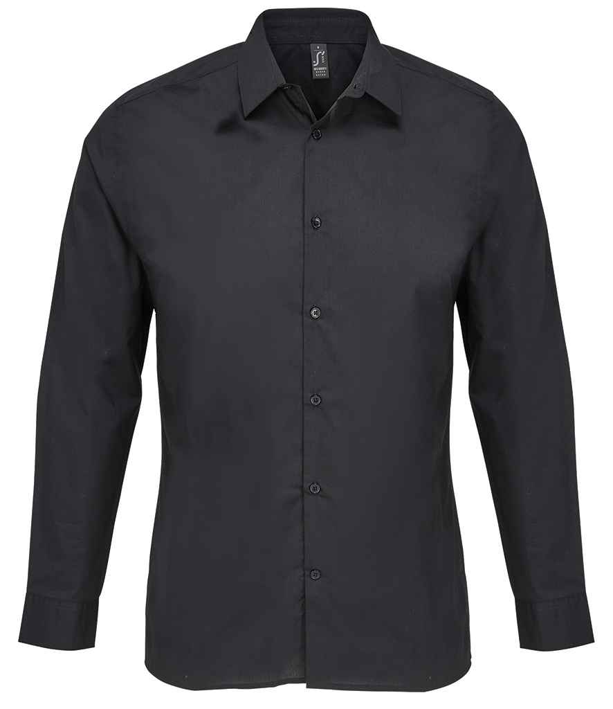 [04770 BLK S] SOL'S Bailey Long Sleeve Poplin Shirt (S, Black)