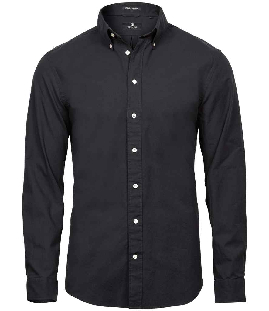 [T4000 BLK S] Tee Jays Perfect Long Sleeve Oxford Shirt (S, Black)