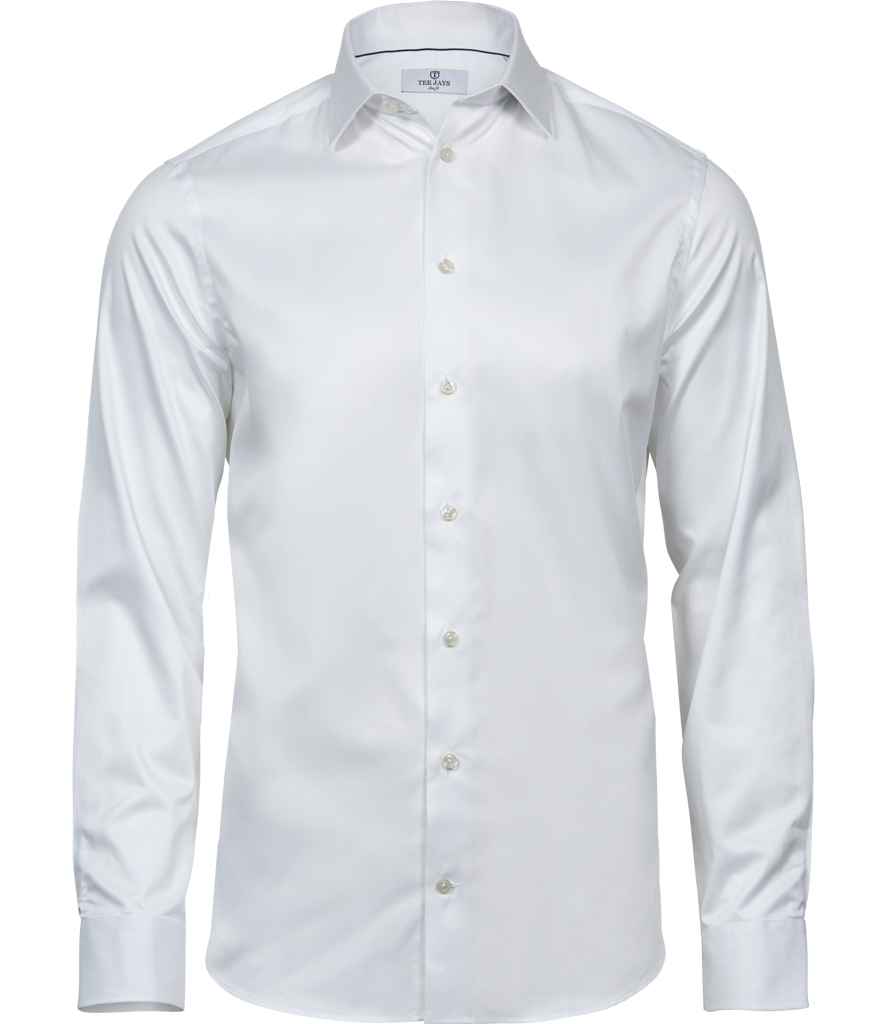 [T4021 WHI S] Tee Jays Luxury Slim Fit Long Sleeve Oxford Shirt (S, White)