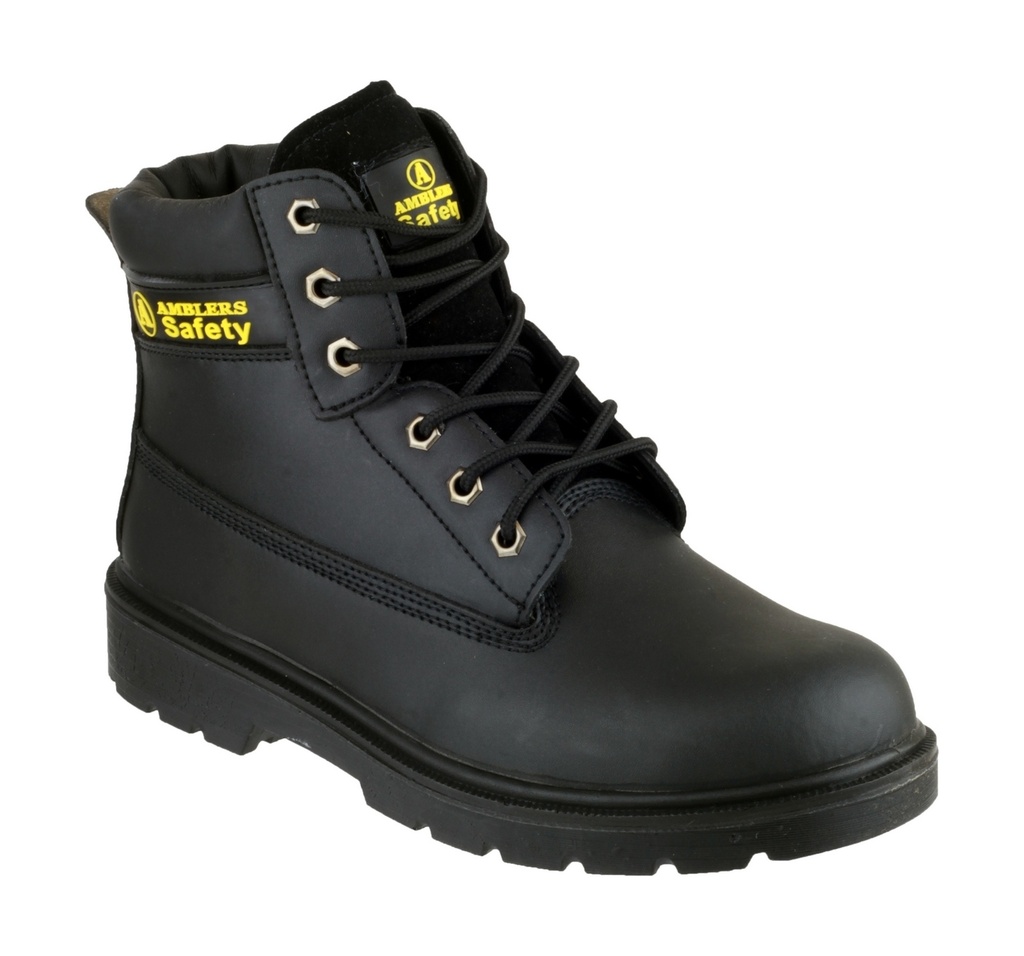 Black 6-Eyelet Padded Top Safety Boots, Steel Midsole (4)