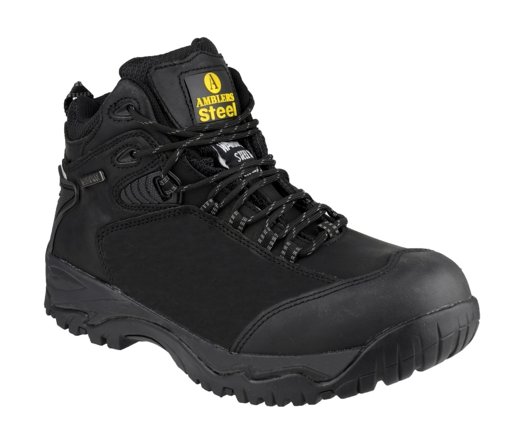 Safety Boots Black Waterproof Hiker Style. Loop Lacing