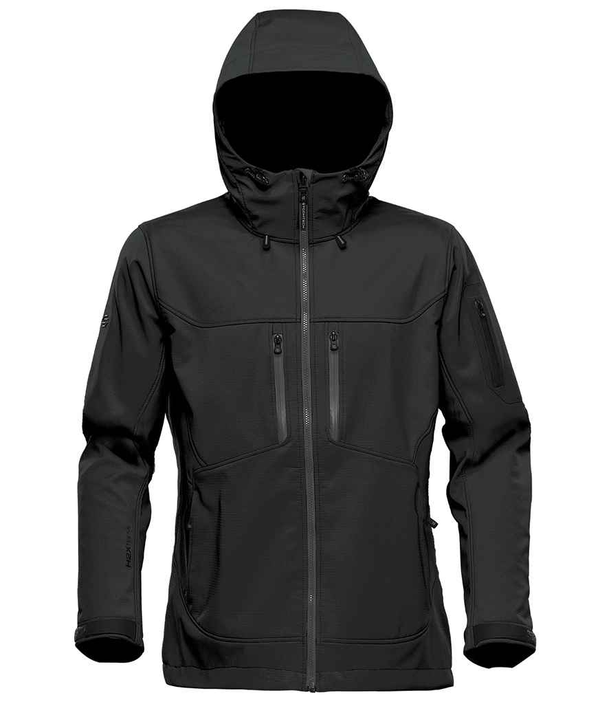 [HR1W BK/GP XS] Stormtech Ladies Epsilon 2 Hooded Soft Shell Jacket (XS, Black/Graphite Grey)