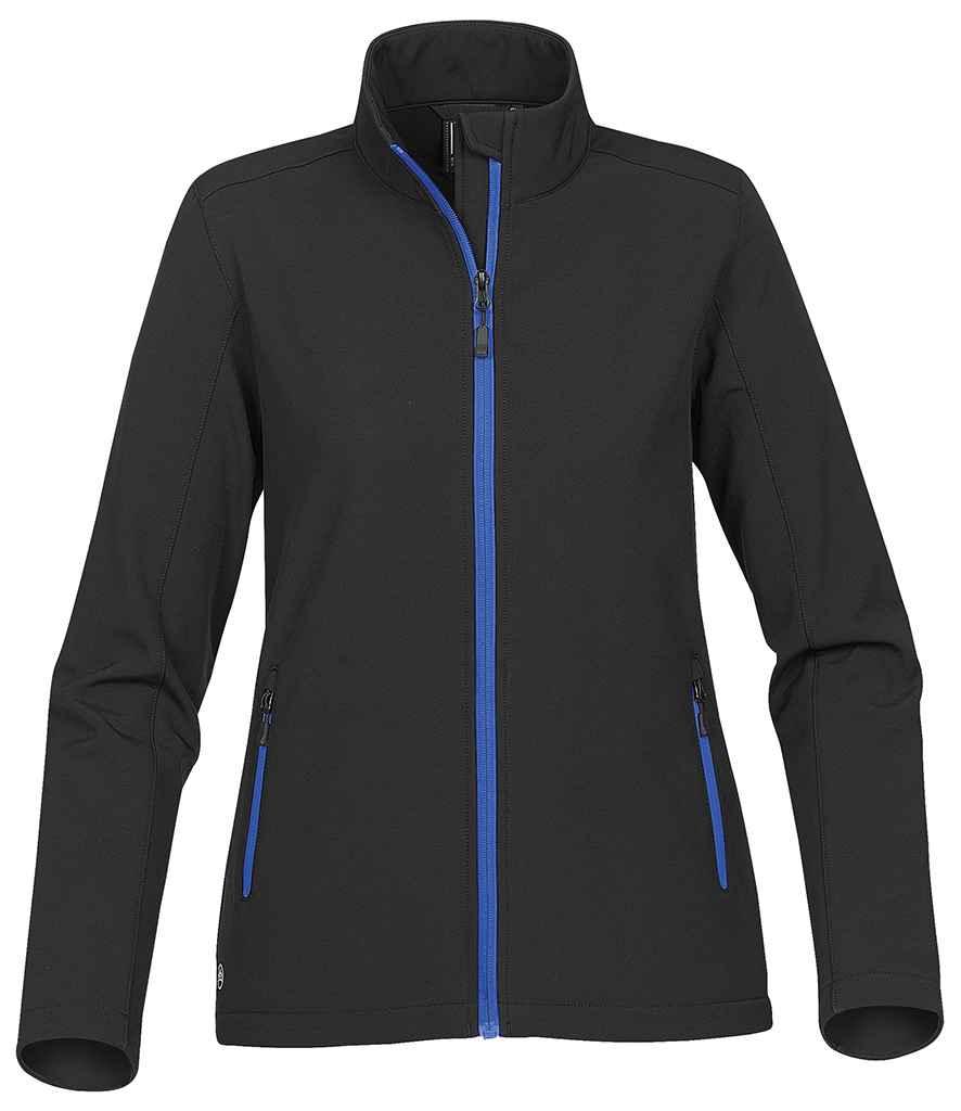 [KSB1W BK/AZ XS] Stormtech Ladies Orbiter Soft Shell Jacket (XS, Black/Azure)