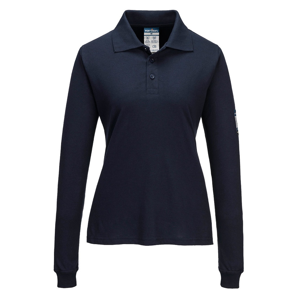 [FR758NVRXS] Modaflame Knit FR Women's Long Sleeve Polo Shirt (XS)