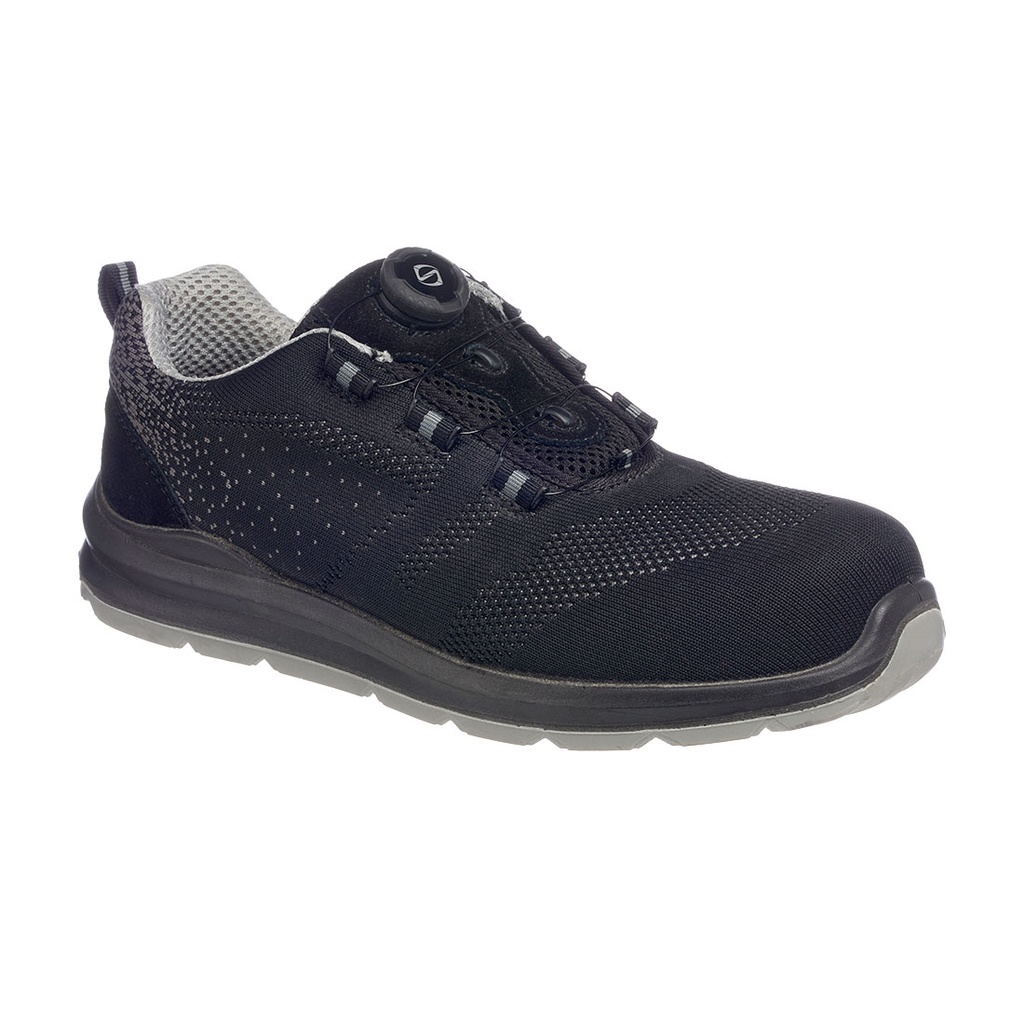 [FT08BGY36] Portwest Composite Wire Lace Safety Trainer Knit S1P (36, Black/Grey)