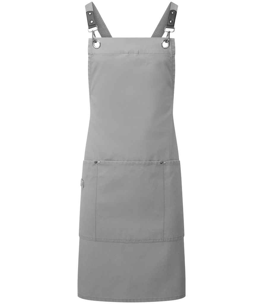 [PR182 DGY ONE] Premier Clip 'n' Clasp Cross Back Bib Apron (Dark Grey)