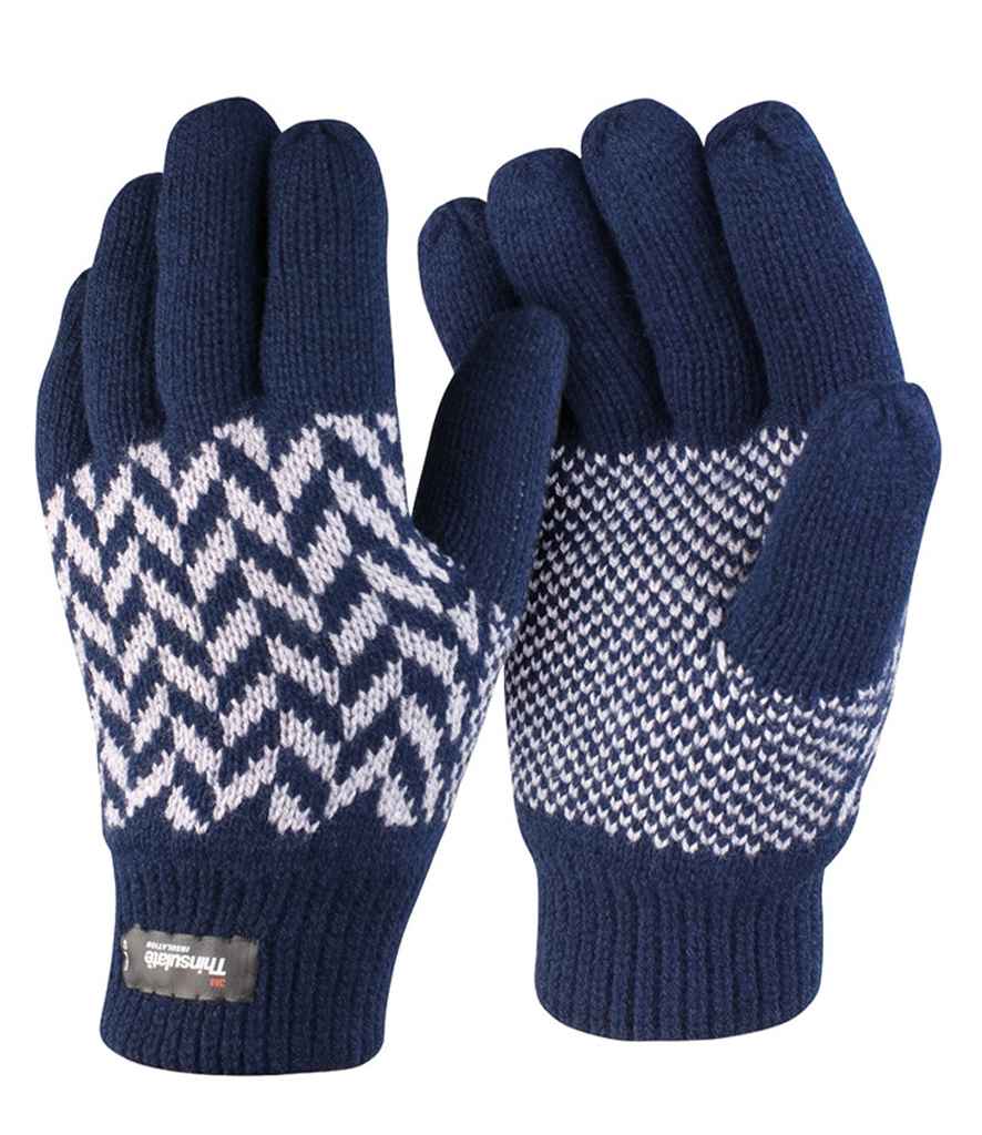 [RS365 NV/GY S/M] Result Pattern Thinsulate™ Gloves (S/M, Navy/Grey)