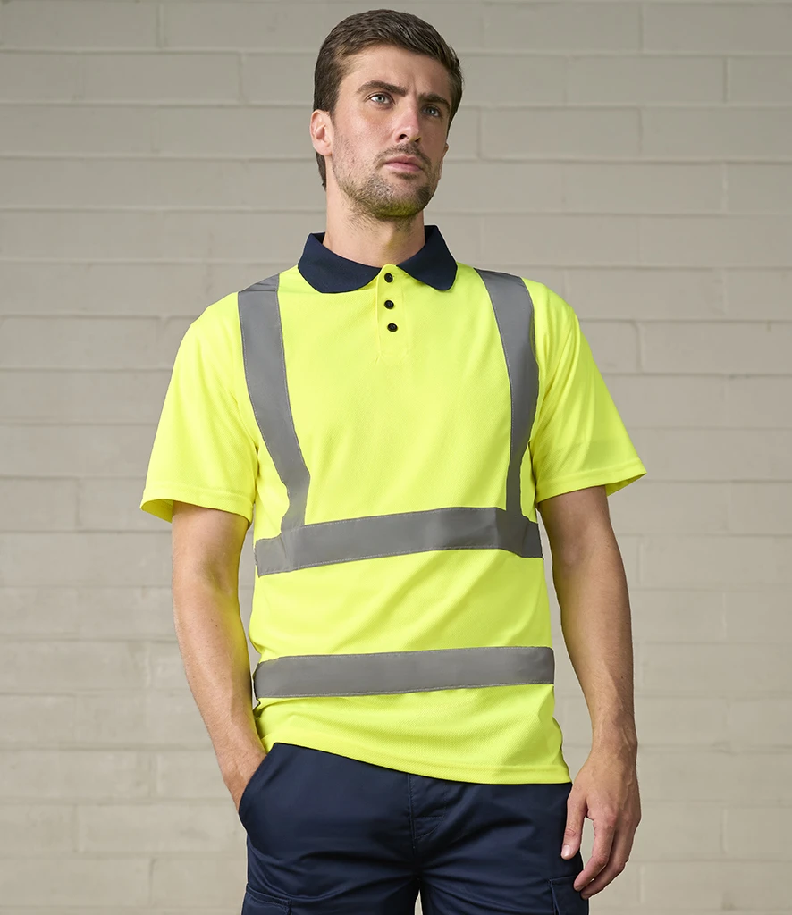 [RX710 OR/NV S] Pro RTX High Visibility Polo Shirt (S, Orange/Navy)