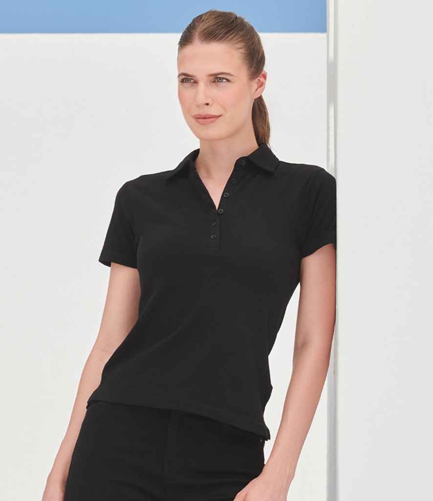 [SK42 BLK S] SF Clothing Ladies Stretch Piqué Polo Shirt (S)