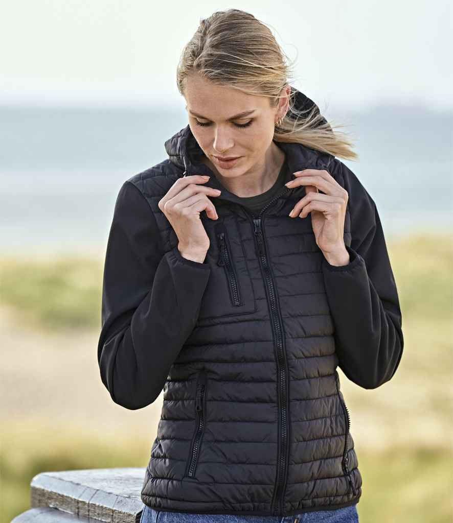 [T9629 BK/BK S] Tee Jays Ladies Crossover Hooded Jacket (S)