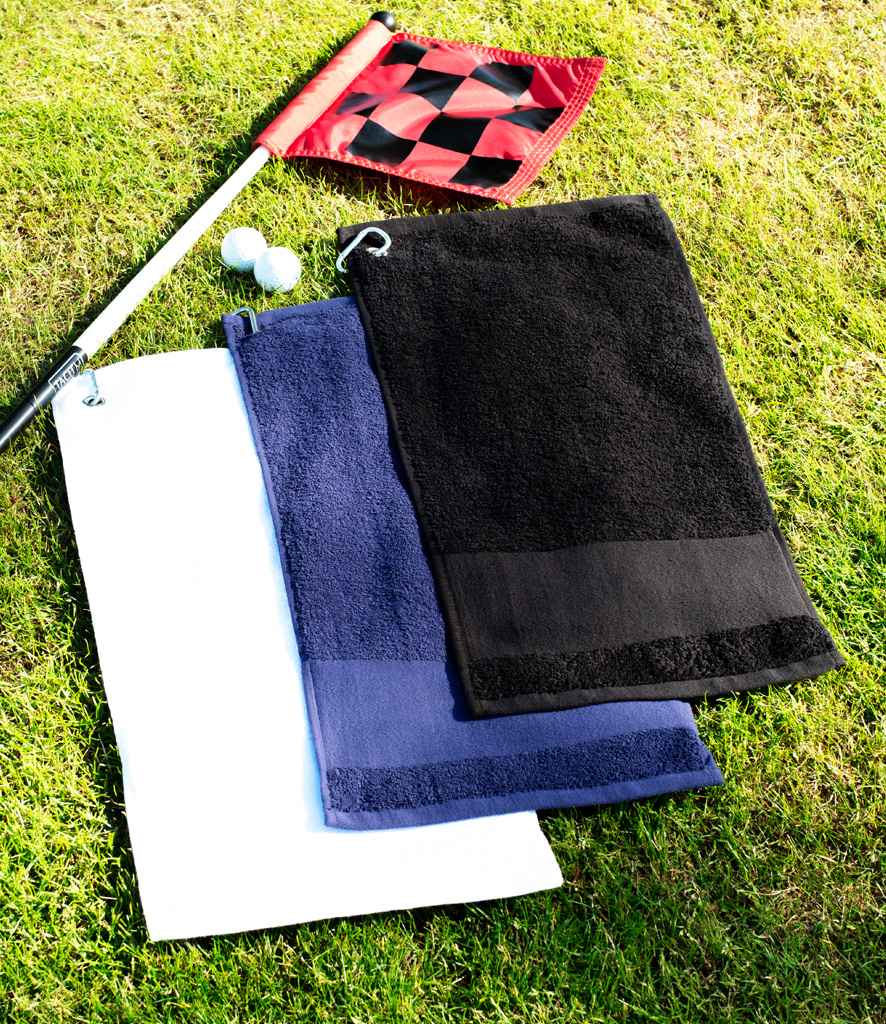 [TC33 BLK ONE] Towel City Printable Border Golf Towel (Black)