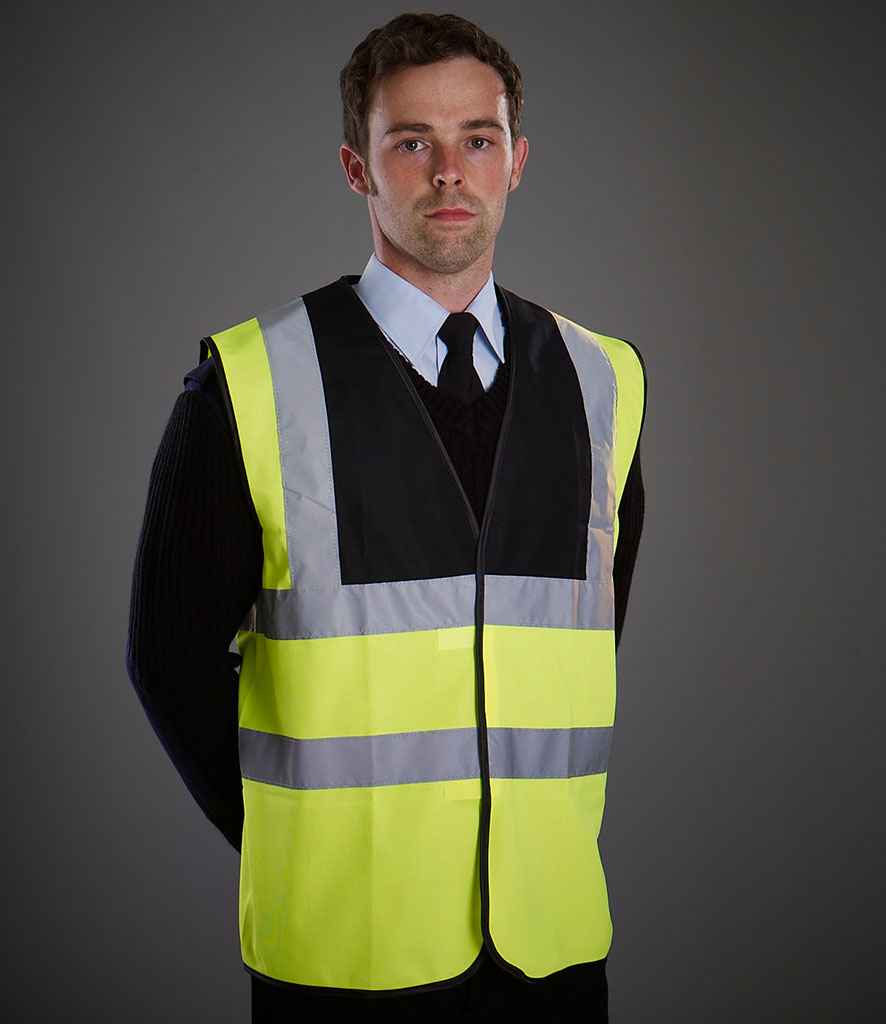 [YK102 NV/YL S] Yoko Hi-Vis Two Band and Braces Waistcoat (S, Navy/Yellow)
