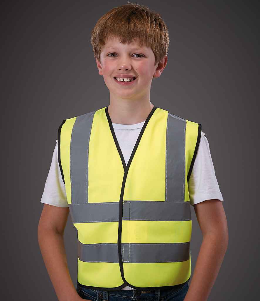[YK102B YEL S] Yoko Kids Hi-Vis Two Band and Braces Waistcoat (S, Yellow)