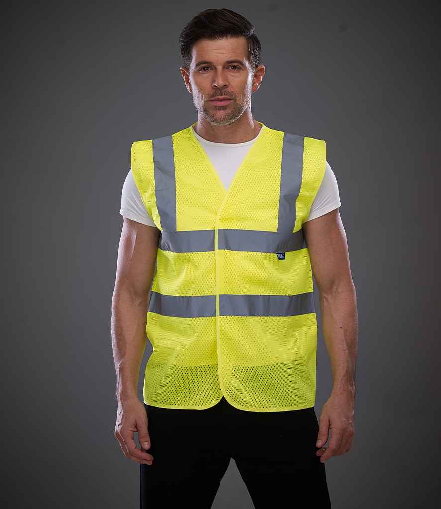 [YK104 YEL M] Yoko Top Cool Open Mesh Waistcoat (M, Yellow)