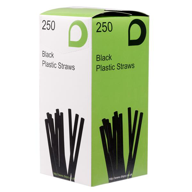 [BC-SB88DI] Black Flexi Straws In Dispenser Box, 210mm x 5mm [250 pack]