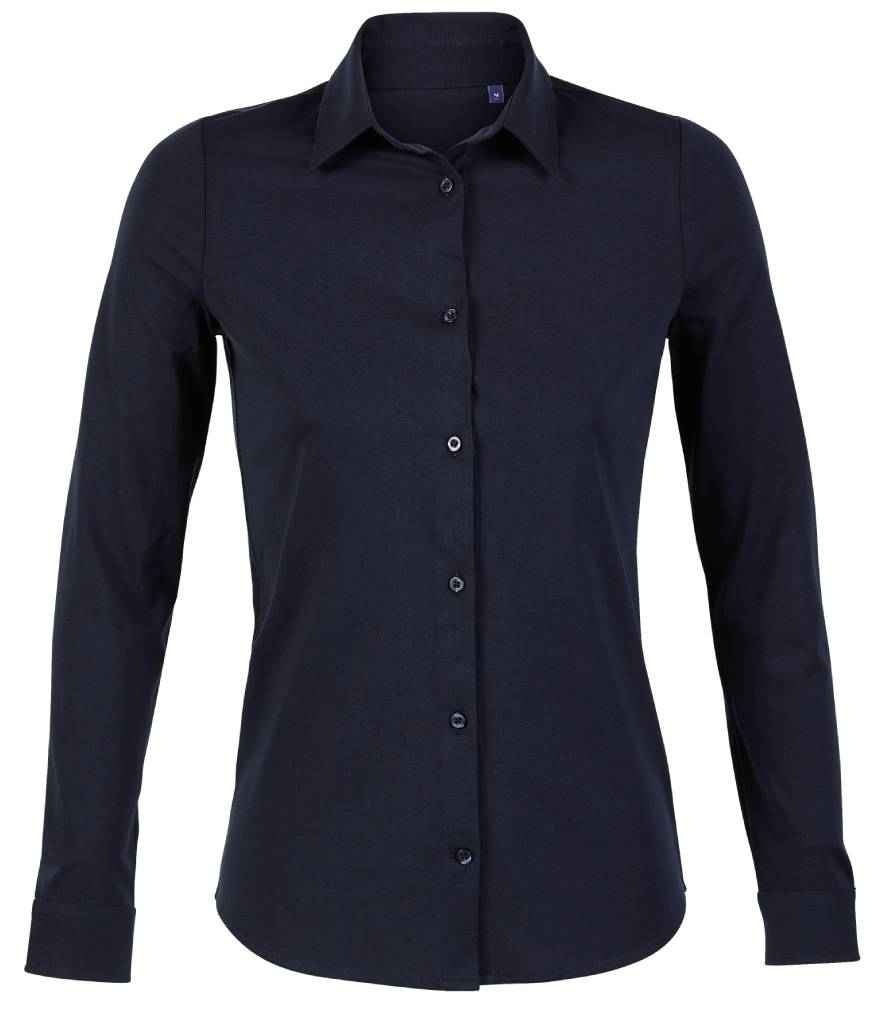[03199 NGT S] NEOBLU Ladies Balthazar Jersey Long Sleeve Shirt (Night Blue, S)