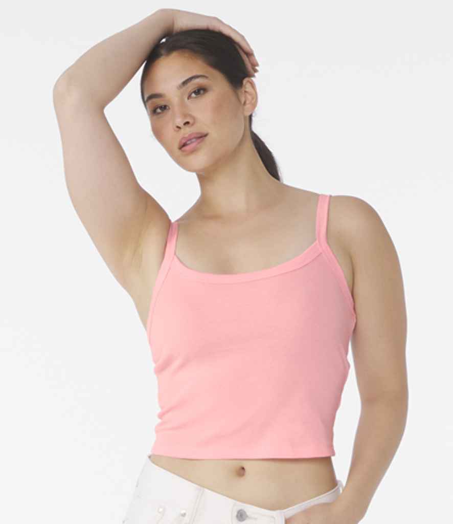 [BL1012 SOB XS] Bella Ladies Micro Rib Spaghetti Strap Tank Top (Solid Black Blend, XS)