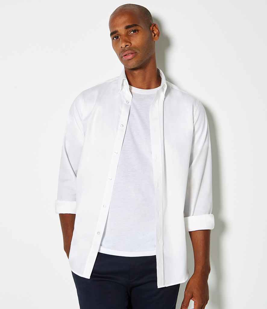 Kustom Kit Premium Long Sleeve Tailored Oxford Shirt (Black, 13.5)