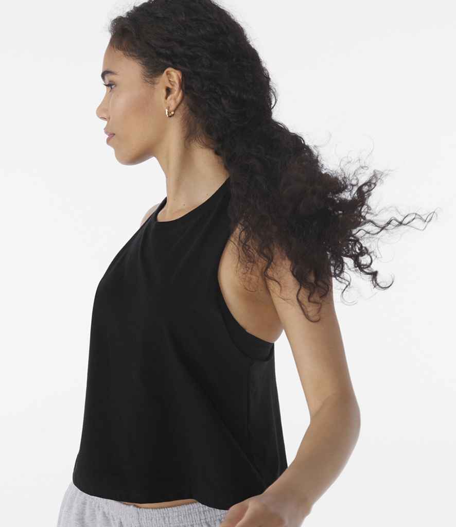 [BL6682 HNY S] Bella Ladies Racer Back Cropped Tank Top (Heather Navy, S)