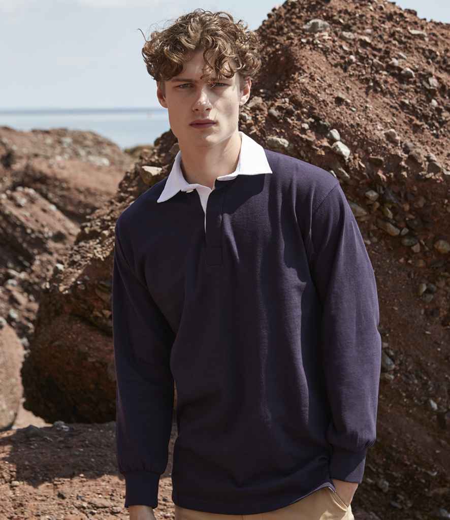 [FR1 BLK S] Front Row Original Rugby Shirt (Black, S)